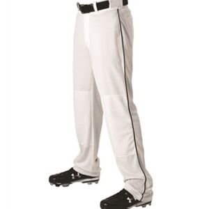 ALLESON ATHLETICS BASEBALL PANTS, YOUTH SIZE MEDIUM, White With Blue Piping